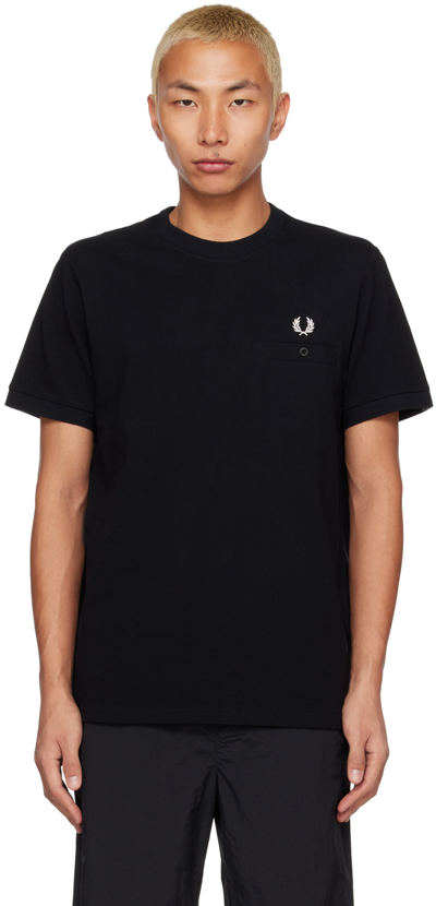 Fred Perry Chest Logo Cotton T-shirt In Black