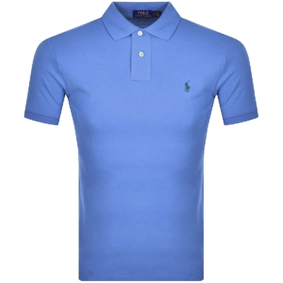 Polo Ralph Lauren Man Light Blue And Navy Blue Slim-fit Pique Polo Shirt