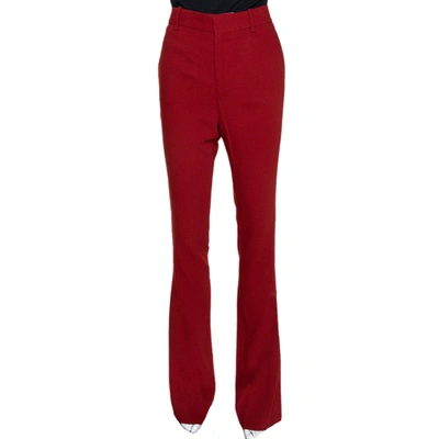Pre-owned Gucci Maroon Stretch Wool Flared Pants M In Red
