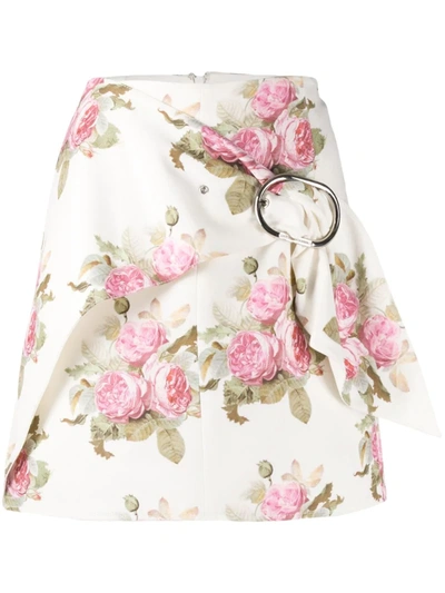 Paco Rabanne Floral Print Layered Style Skirt In Neutrals