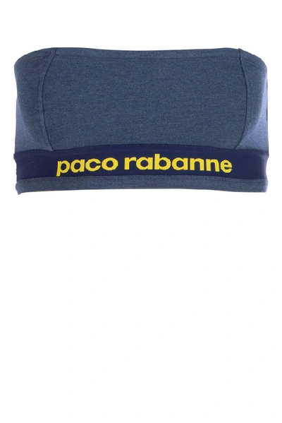 Rabanne Paco  Logo Strapless Bra In Blue