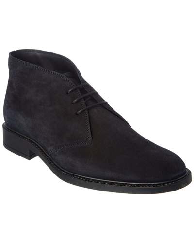 Tod's Ankle Boot In Suede Leather In Blue