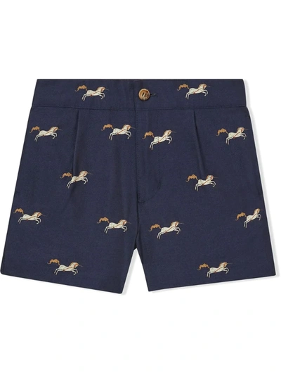 Burberry Kids' Unicorn Embroidered Shorts In Blue