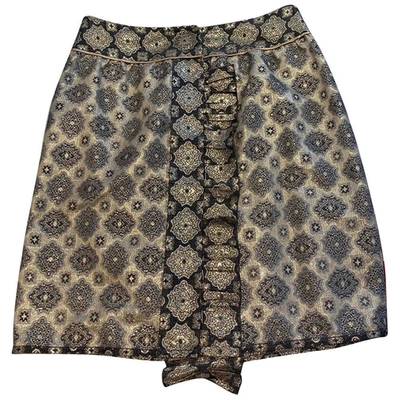 Pre-owned Prada Silk Mid-length Skirt In Gold