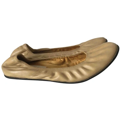 Pre-owned Lanvin Leather Ballet Flats In Beige