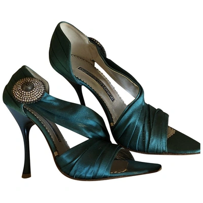 Pre-owned Gianmarco Lorenzi Cloth Heels In Turquoise
