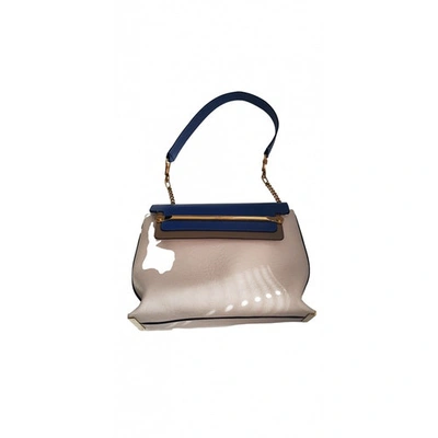 Pre-owned Chloé Clare Leather Handbag In Ecru