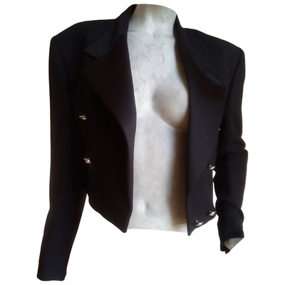 Pre-owned Versace Wool Short Vest In Black