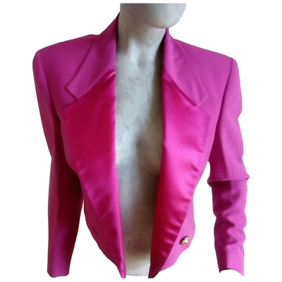 Pre-owned Versace Wool Short Vest In Pink