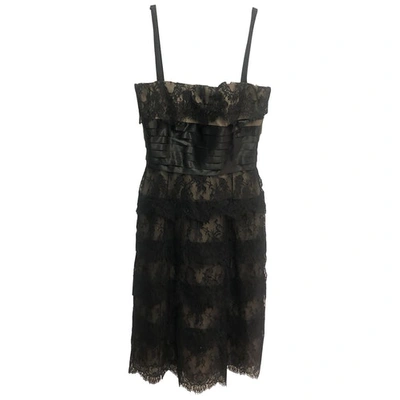Pre-owned Azzaro Lace Mid-length Dress In Black