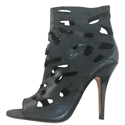 Pre-owned Diane Von Furstenberg Black Leather Ankle Boots