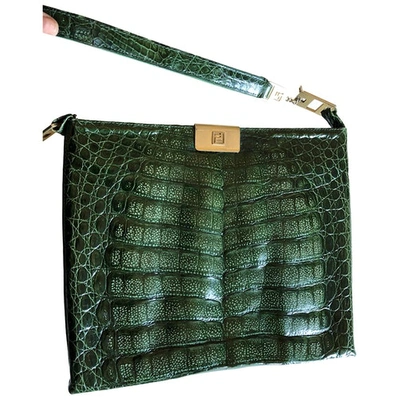 Pre-owned Fendi Green Crocodile Handbag