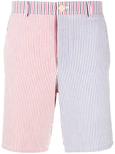 Thom Browne Fun Mix Stripe Unconstructed Shorts In Blue