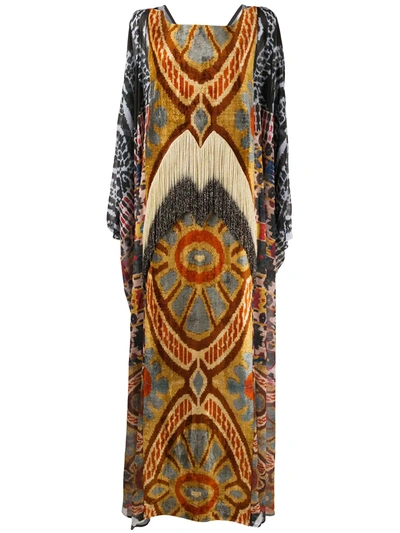 Afroditi Hera Drape Multi-pattern Maxi Dress In Black