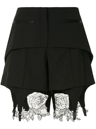 Vera Wang Lace Detail Fitted Shorts In Black