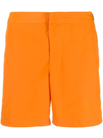 Orlebar Brown Side Buckle Swim Shorts In Orange