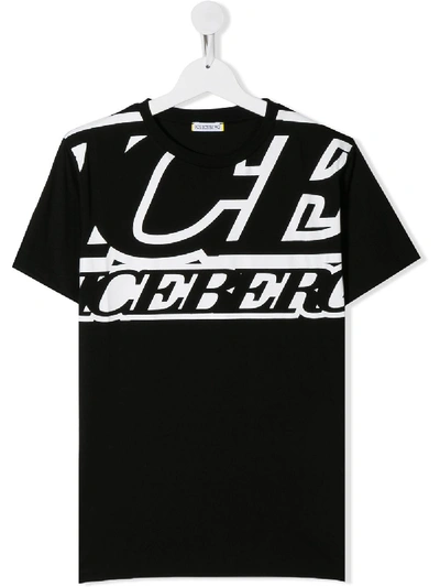 Iceberg Kids' Logo Print T-shirt In Black