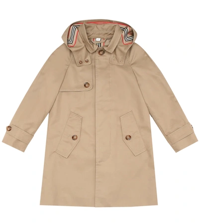 Burberry Kids Icon Stripe Car Coat (3-12 Years) In Beige