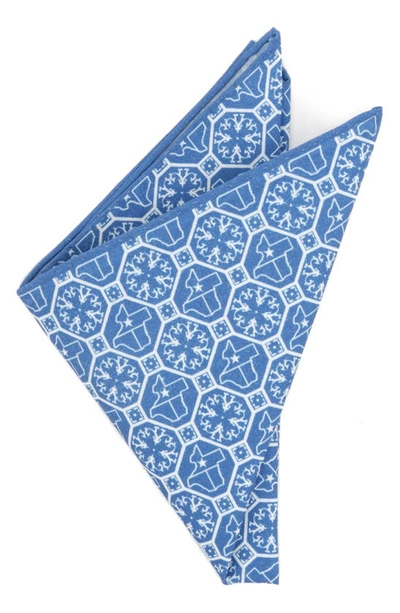 Cufflinks, Inc Texas State Cotton Pocket Square In Blue