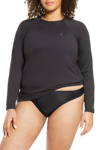 Nike Essential Dri-fit Long Sleeve Hydroguard Top In Black