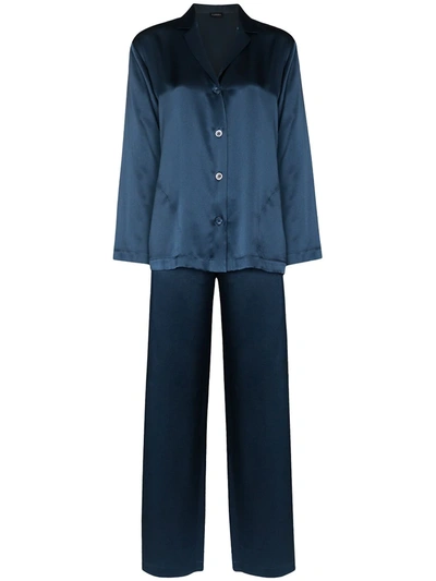 La Perla Silk Pyjama Set In Blue