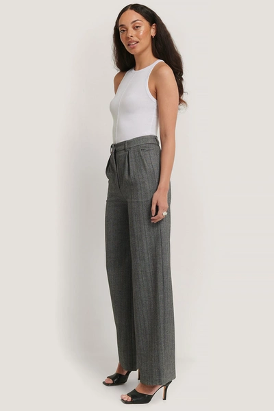 Tina Maria X Na-kd Wide Wool Blend Pants Grey In Grey Melange