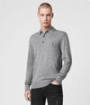Allsaints Mode Merino Long Sleeve Polo Shirt In Grey