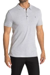 Allsaints Form Short Sleeve Polo Shirt In Grey Marl