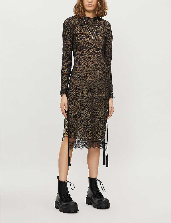 Download Allsaints Kiara Layered Lace-trimmed Leopard-print Woven ...