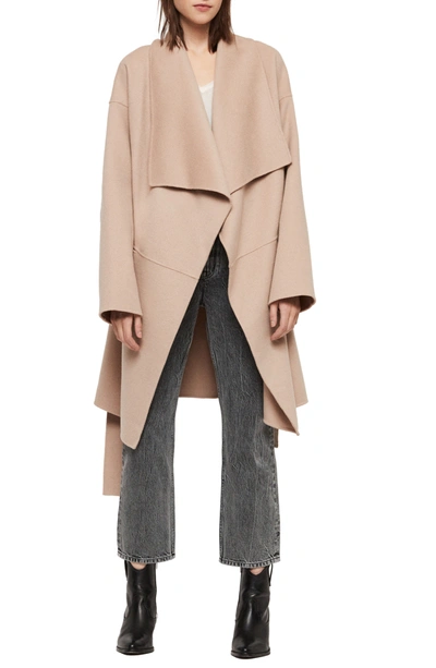 Allsaints Adalee Wool Blend Coat In Oatmeal Brown