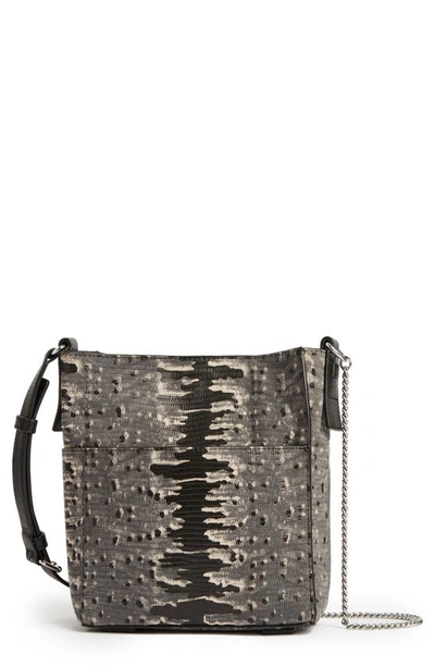 Allsaints Adelina Small Embossed Leather Tote In Grey Multi