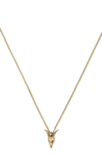 Allsaints Mini Ram Pendant Necklace In Gold