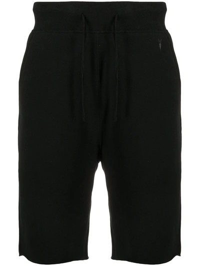 Allsaints Embroidered-logo Track Shorts In Black