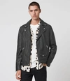 Allsaints Mens Milo Leather Biker Jacket In Grey