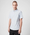 Allsaints Huntingdon Short Sleeve Shirt In Light Blue