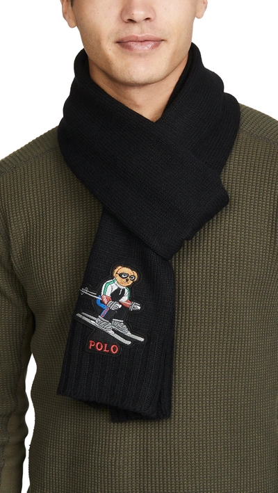 Polo Ralph Lauren Men's Bear Cold Weather Scarf In Black