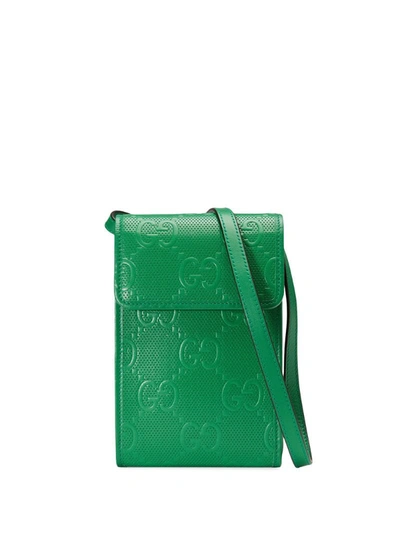 Gucci Perforated-leather Crossbody Bag In Green