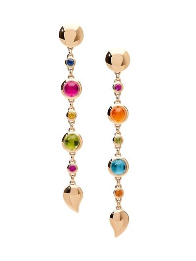 Tamara Comolli Bouton 18k Rose Gold & Multi-stone Mismatched Long Drop Earrings In Ylwgold