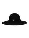 Valentino Garavani Women's Large Logo Brim Fur Hat In Black