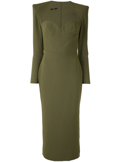 Alex Perry Women's Ambrose Sweetheart-neck Crepe Midi Dress In Army Green
