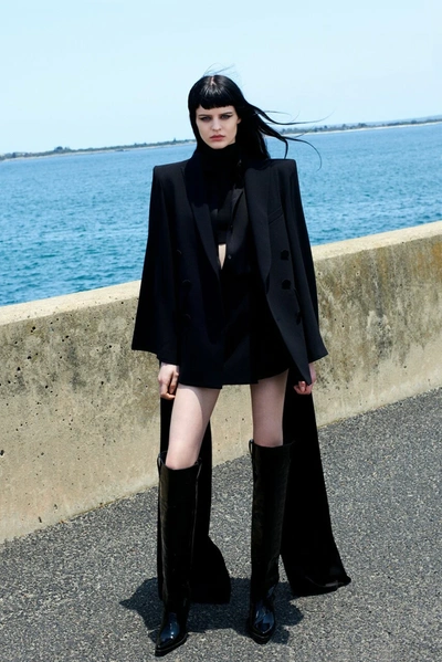 Alex Perry Cape Sleeve Shirt, Crop Top, Mini Skirt And Blazer