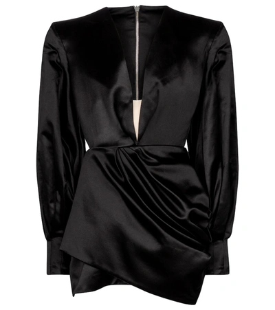 Alex Perry Women's Corine Drape-detailed Cotton-silk Mini Dress In Black