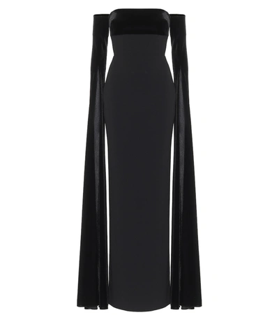 Alex Perry Harland Velvet-detailed Crepe Strapless Gown In Black