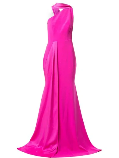 Alex Perry Hollis-one Shoulder Pink Satin Crepe Gown