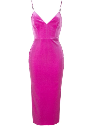 Alex Perry Jordan Velvet Midi Dress In Pink