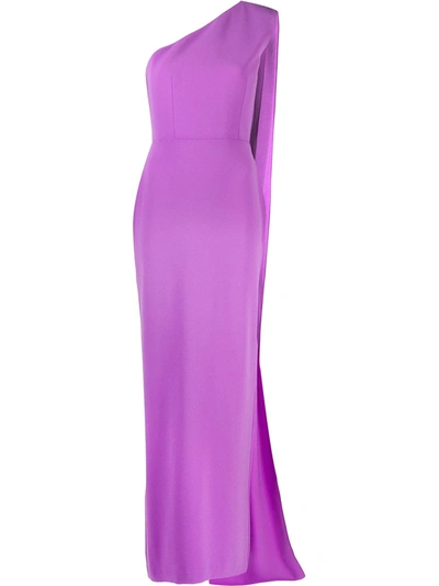 Alex Perry Women's Jude Drape-detailed Satin Crepe One-shoulder Gown In Purple