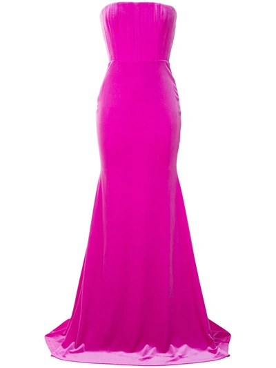 Alex Perry Payson Velvet Strapless Gown In Pink