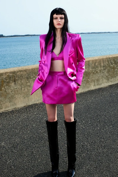 Alex Perry Silk Bralette, Mini Skirt And Blazer