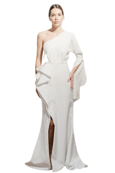Azzi & Osta One Long Split Sleeve Gown In White