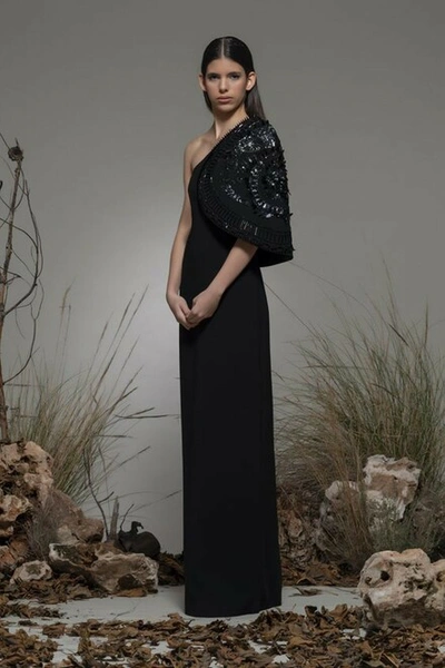 Isabel Sanchis Basiano One Shoulder Column Gown